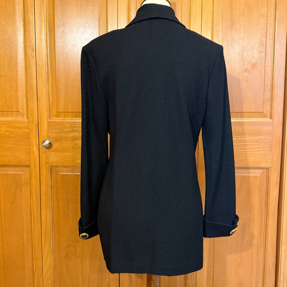 St John Collection Black Button-Front Blazer Jacket - Picture 5 of 11